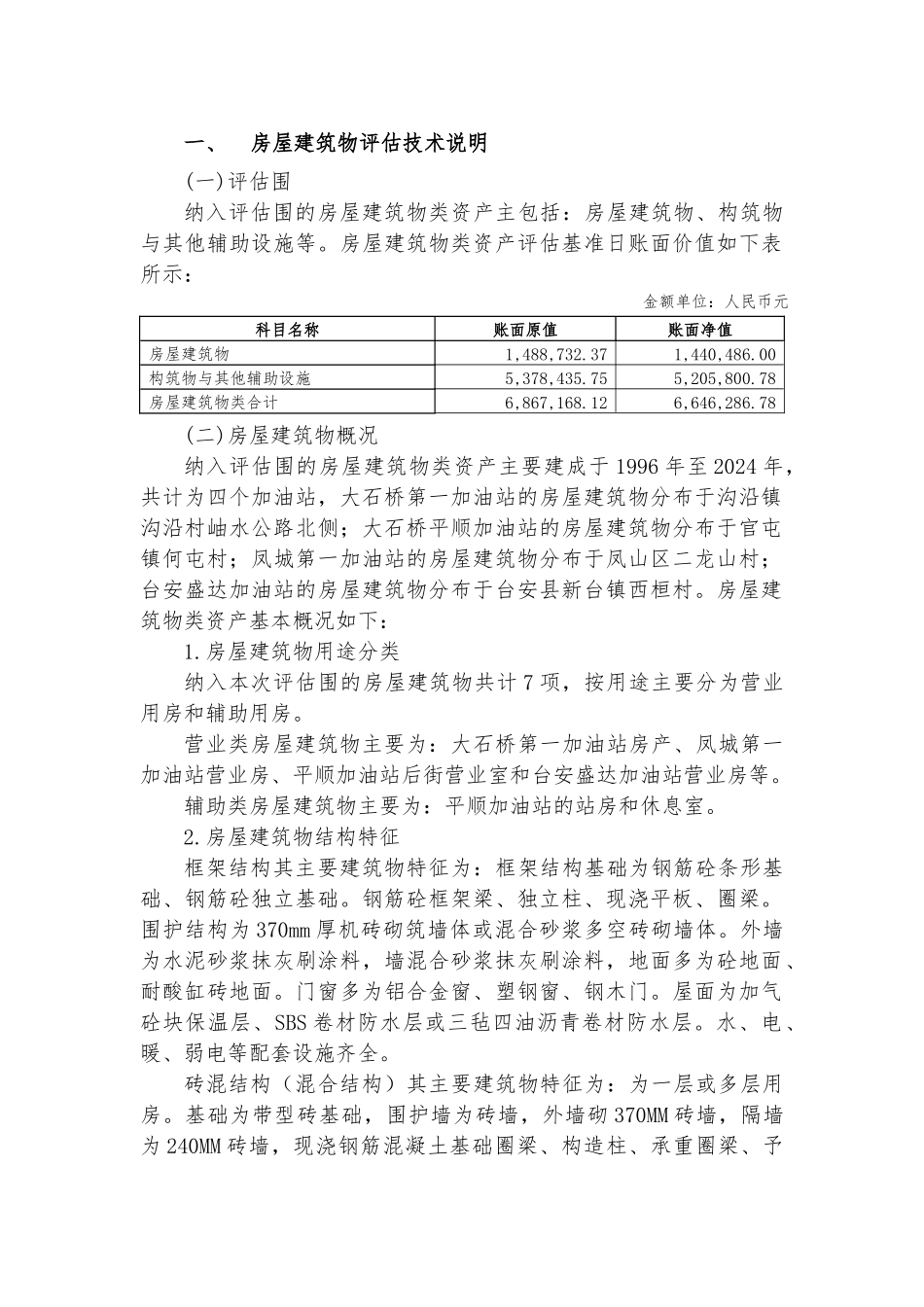 加油站收购项目房屋建筑物评估说明_第1页