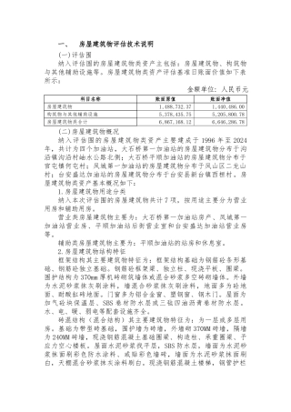 加油站收购项目房屋建筑物评估说明