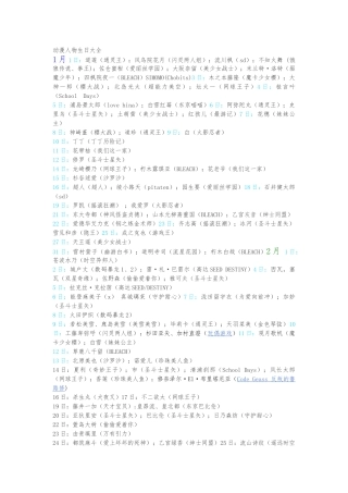 动漫人物生日大全