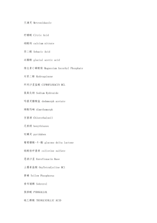 化工原料和产品英文对照