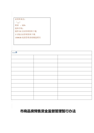 北京市商品房预售资金监督管理暂行制度