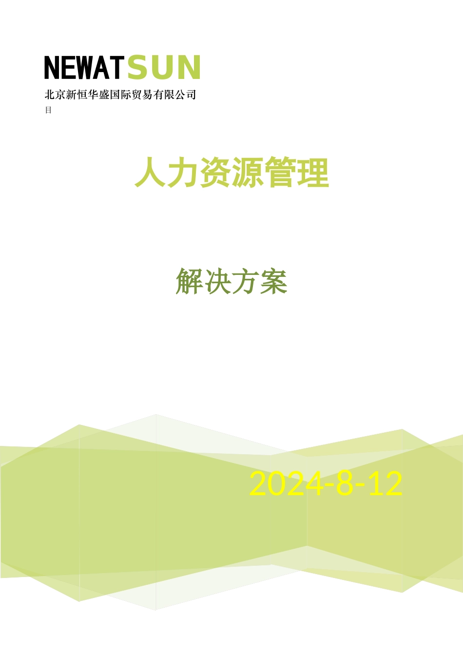 北京新恒华盛人力资源管理分析和方案_第1页