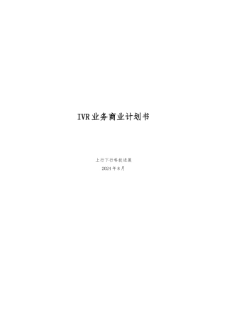 北京某公司IVR业务商业实施计划书