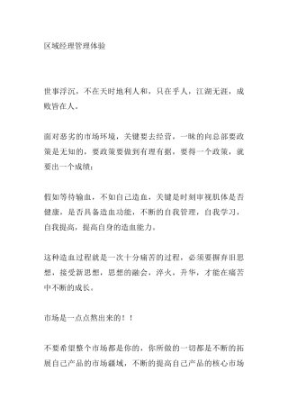 区域经理管理体验