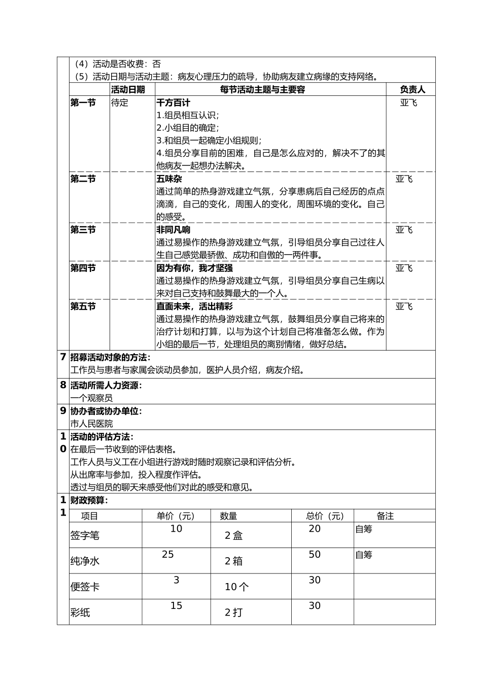医务社工小组活动策划书模板_第2页