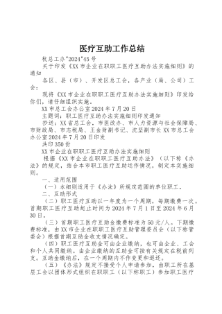 医疗互助工作总结
