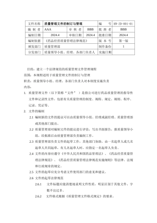 医药零售企业质量管理制度文件大全