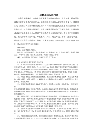 医院后勤系统应急预案