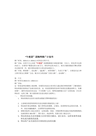午夜团团购网推广计划书样本