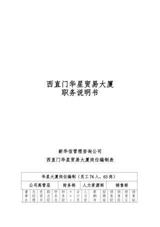 华星大厦总经理说明书参考