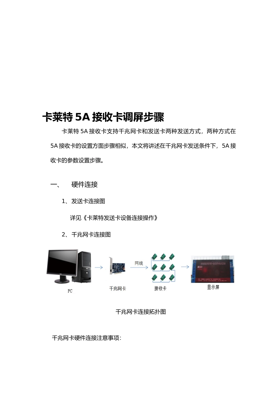 卡莱特5A接收卡调屏步骤_第1页