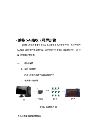 卡莱特5A接收卡调屏步骤