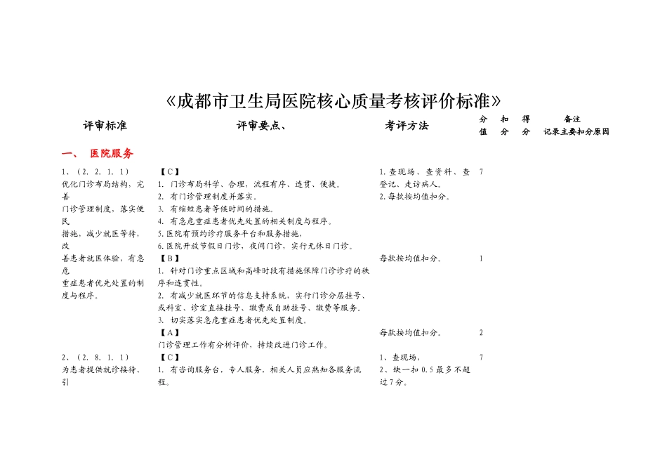 卫生局医院核心质量检查考核评价标准_第3页