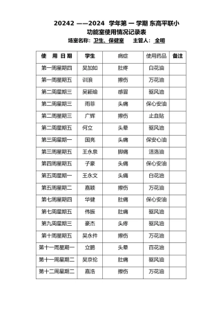 卫生室使用记录文本表