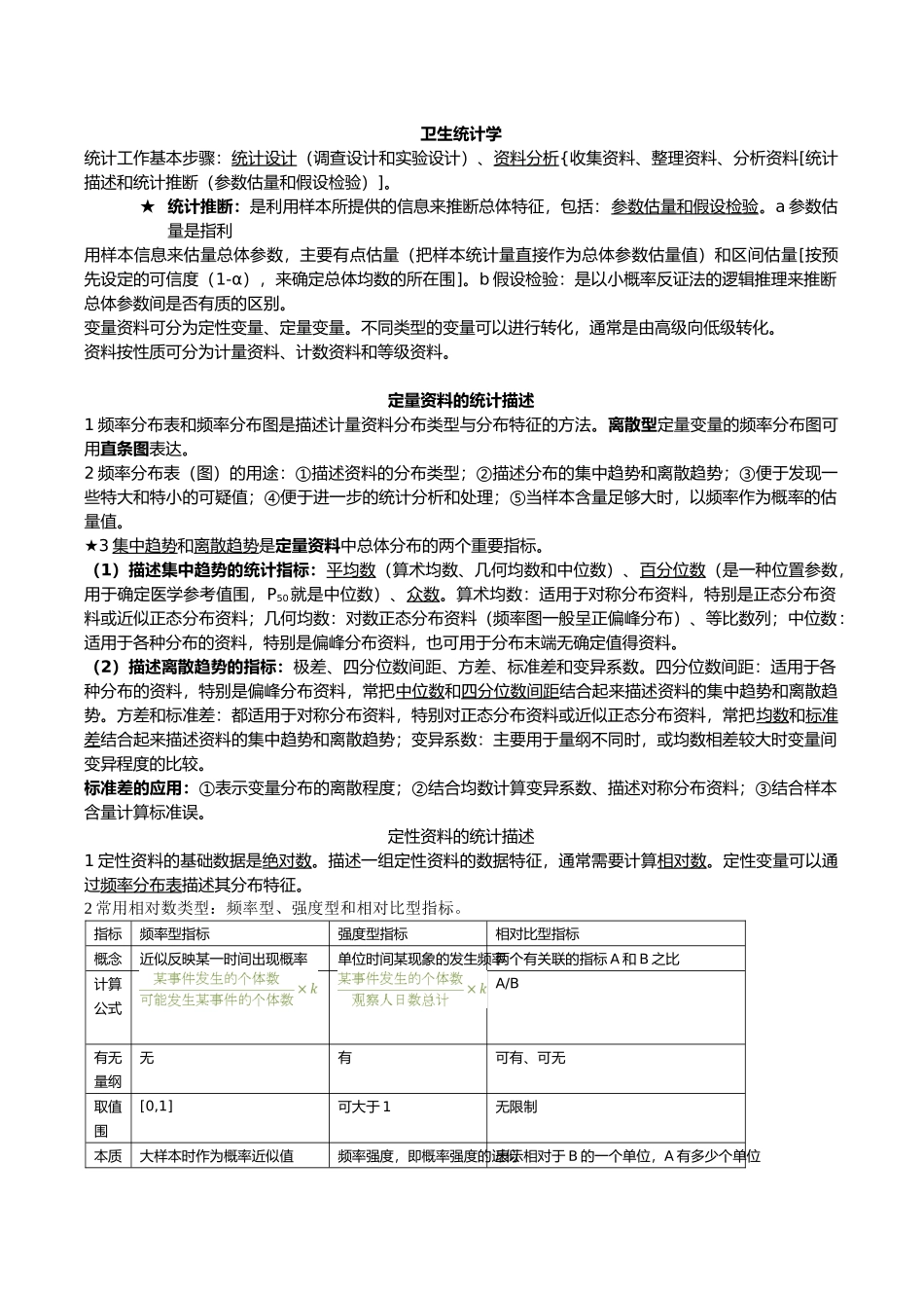 卫生统计学知识点总结_第1页