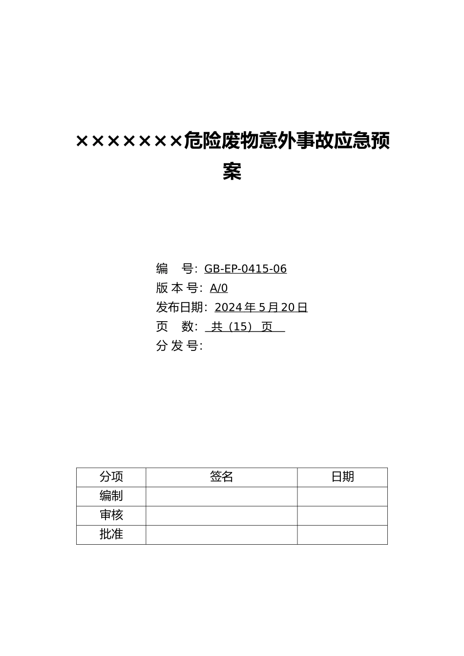 危险废物应急救援预案_第1页