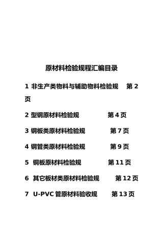 原材料检验规程汇编制度