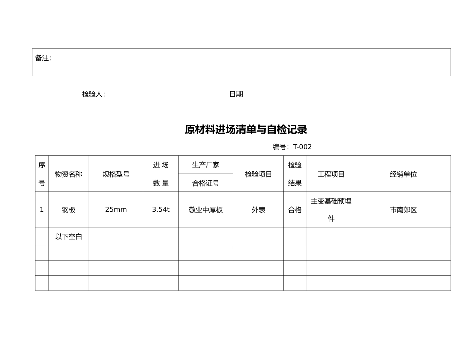 原材料进场检验自检记录文本_第2页
