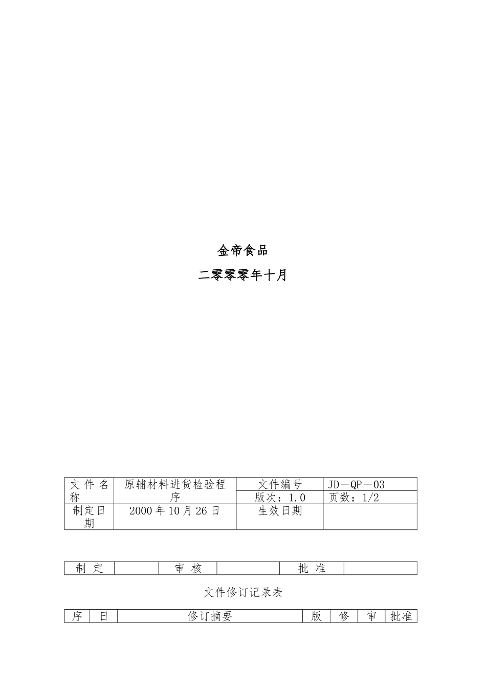 原辅材料进货检验程序文件_第2页