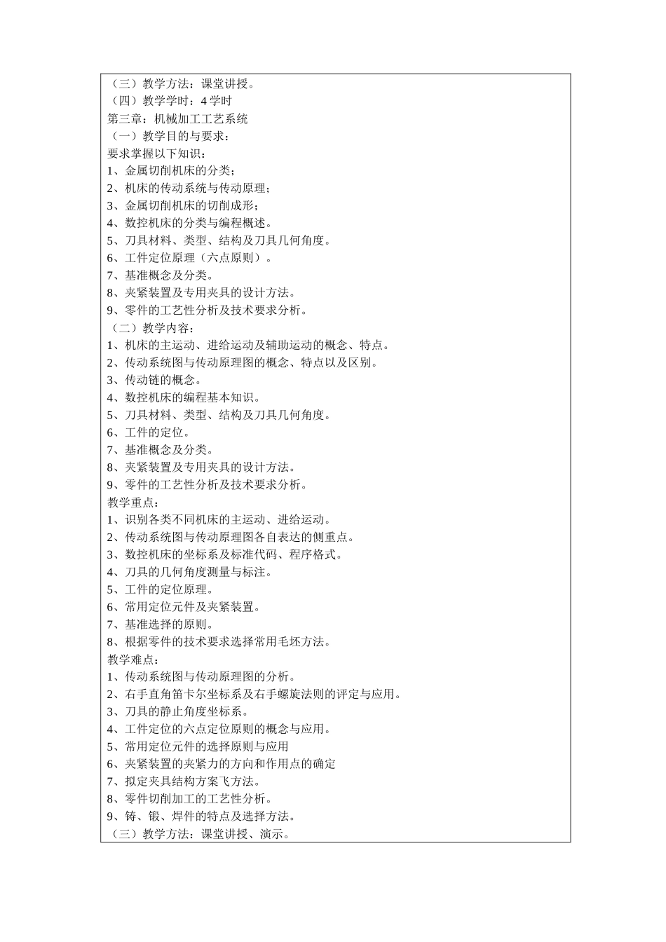 厦门兴才学院机械制造技术课程教学大纲_第3页