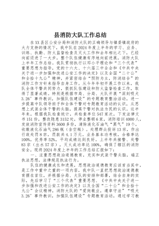 县消防大队工作总结