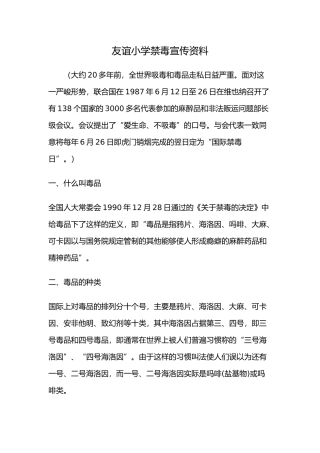 友谊小学禁毒宣传资料全