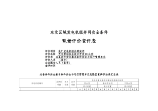 发电机组并网安全条件现场评价查评表