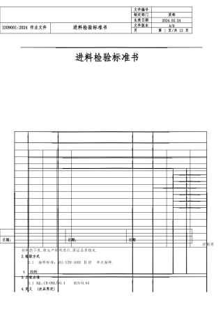 变压器材料进料检验标准