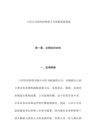 口岸公司组织结构和人力资源发展规划1