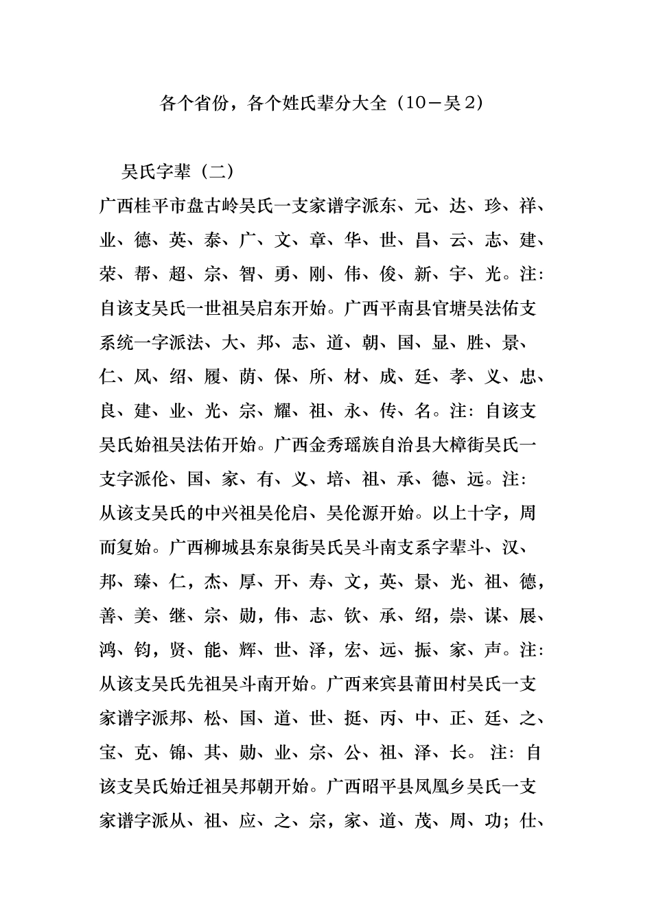 各个省份各个姓氏辈分大全（10_吴2)_第1页