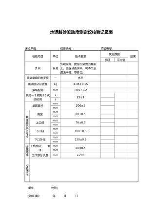 各仪器设备校验记录表