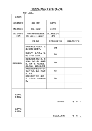 各隐蔽工程验收单