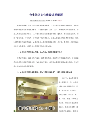 合生创展的社区文化发展纲领