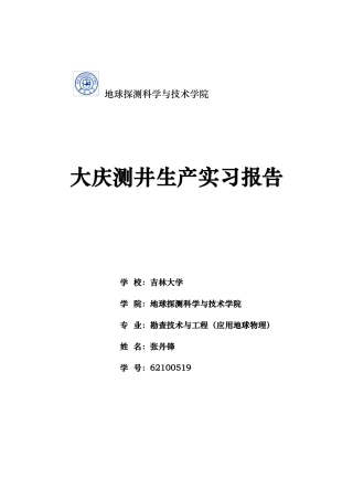 吉林大学大庆测井实习报告范本