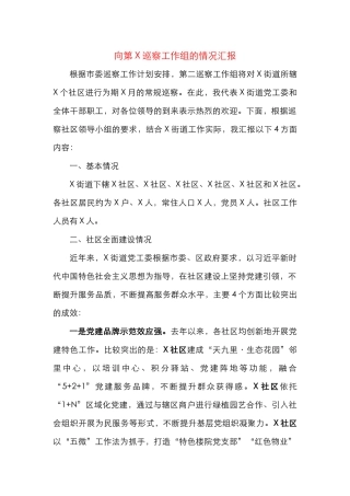 向巡察工作组的情况汇报