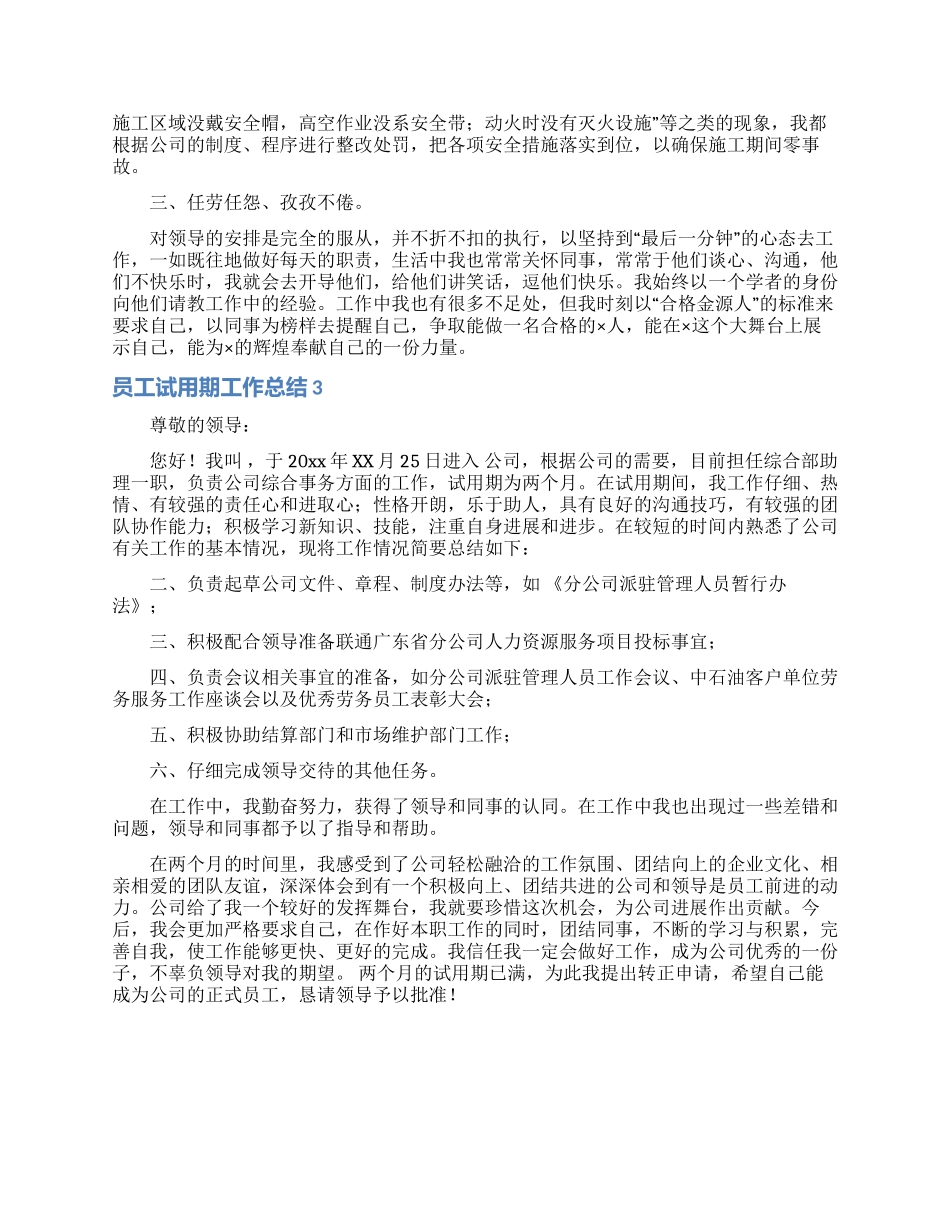 员工试用期工作总结_第3页