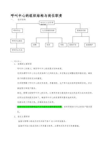 呼叫中心的组织结构与职责