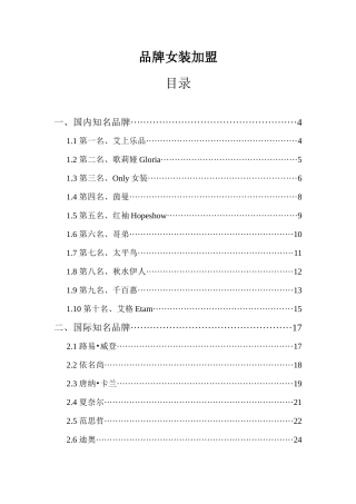 品牌女装加盟