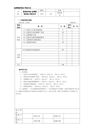 品牌管理考核考核方法