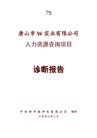 唐山市W实业有限公司人力资源咨询项目诊断报告