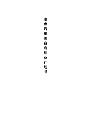 唯点汽车美容店创业项目计划书