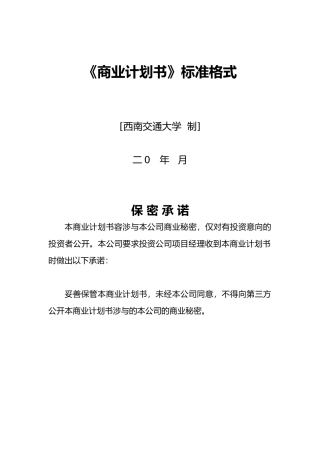 商业实施计划书标准格式