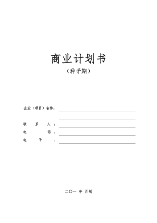 商业实施计划书模版种子期