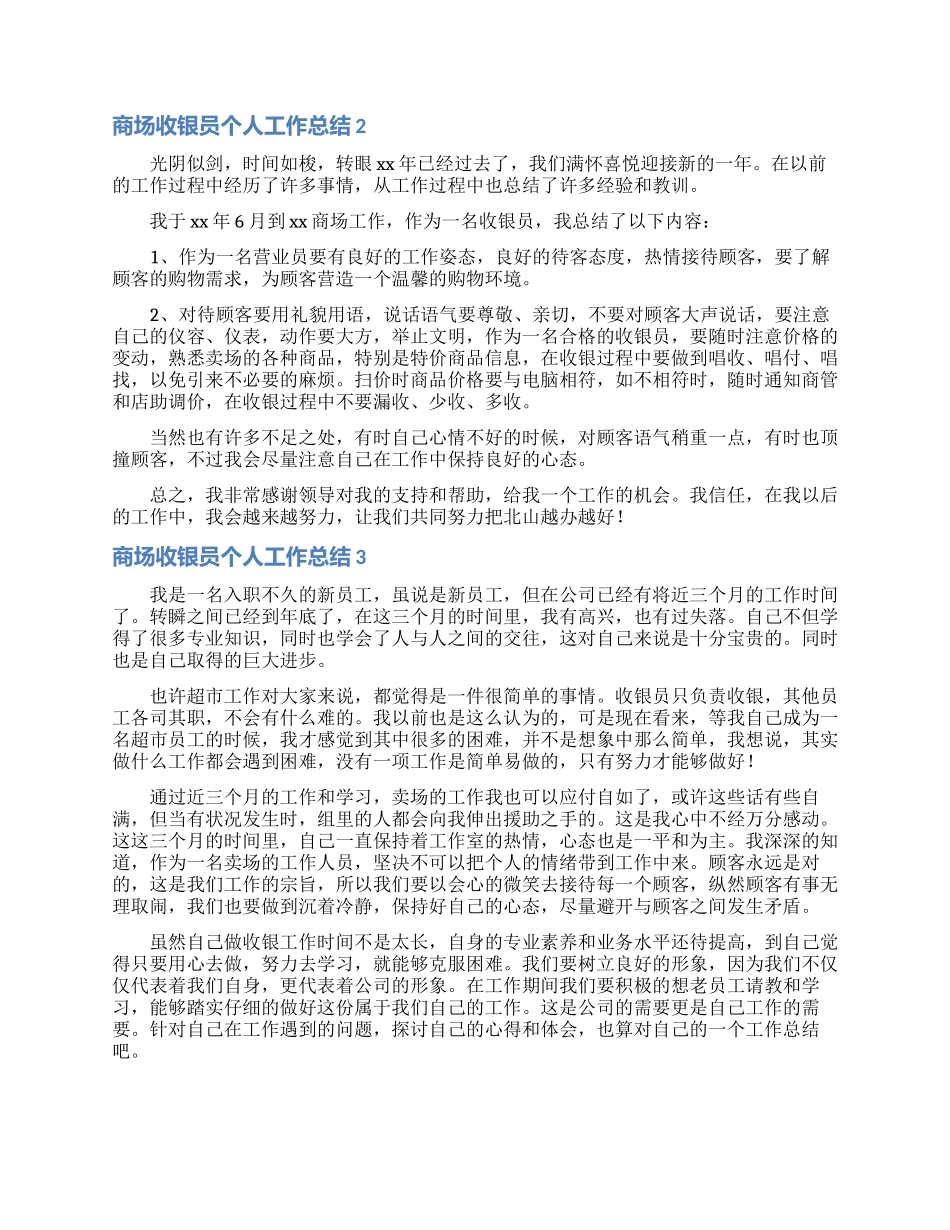 商场收银员个人工作总结_第2页