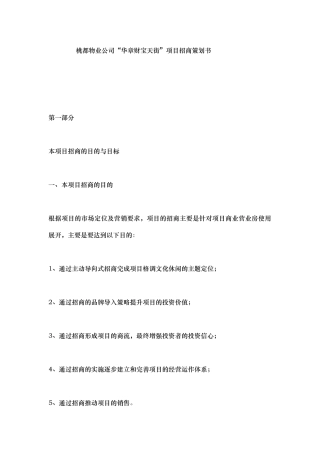 嘉华公司“酉阳步行街”项目招商项目策划书