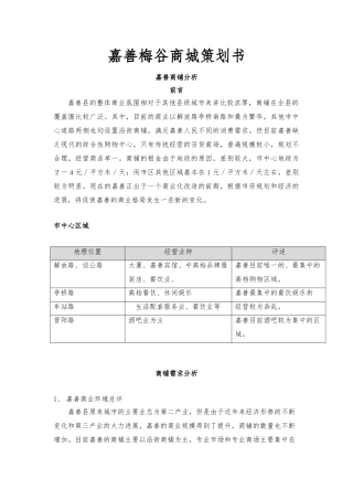 嘉善梅谷商城项目策划书