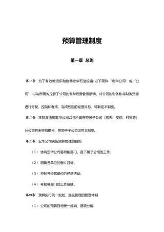 四川某公司预算管理制度
