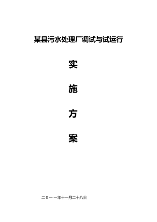 四川某县污水处理厂调试与试运行