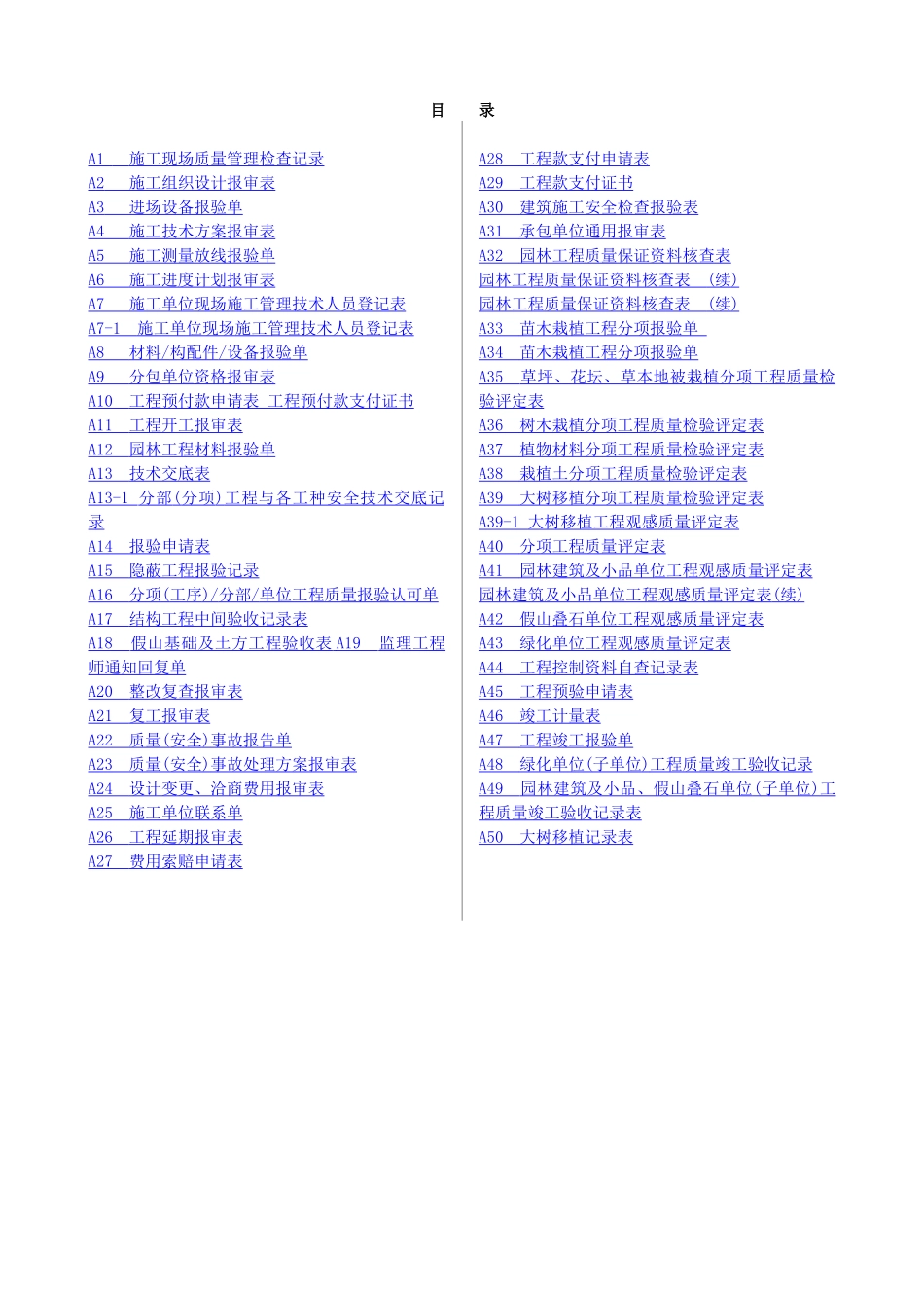 园林景观工程施工表格（DOC36页）_第1页