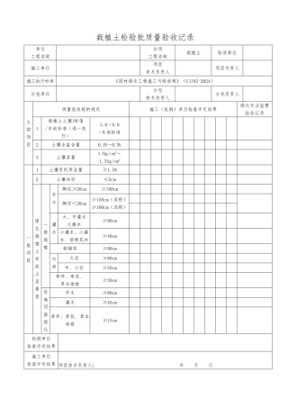 园林绿化工程施工与验收规范表格